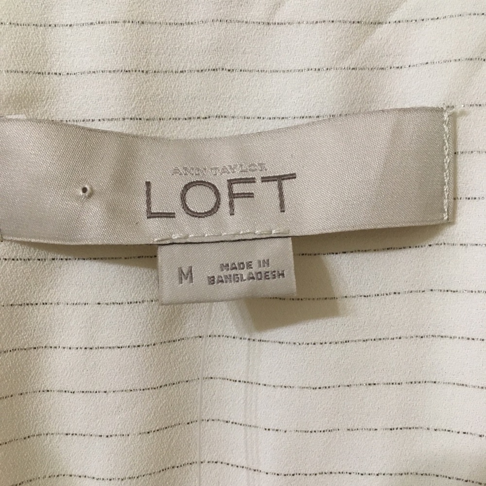 Ann Taylor Loft Cream Shimmer Pinstripe Blouse - Picture 2 of 13